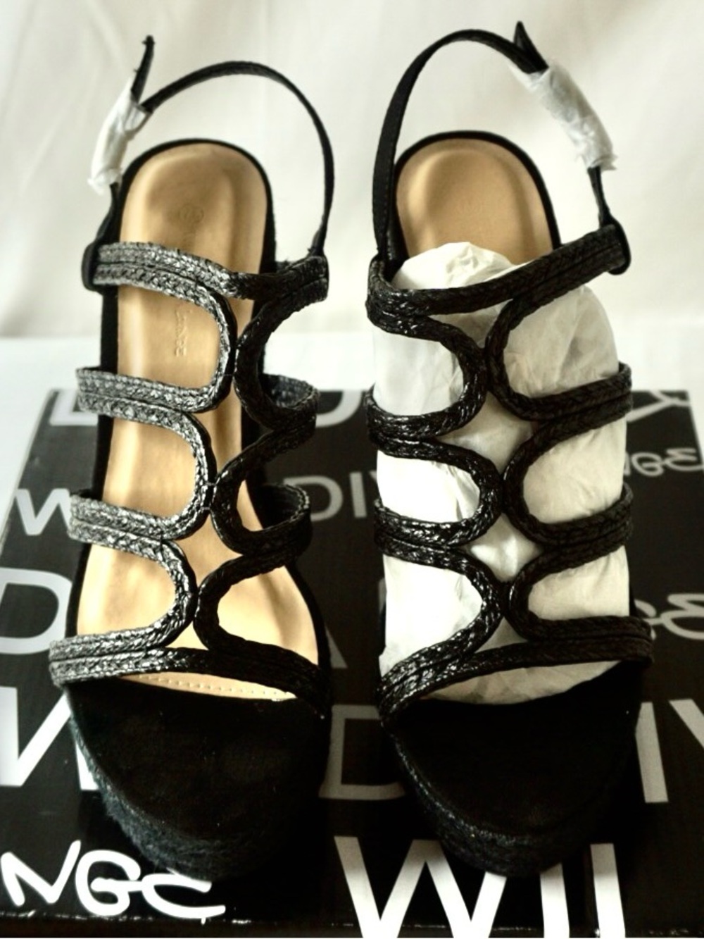 Wild Diva Black Strappy Platform Heels